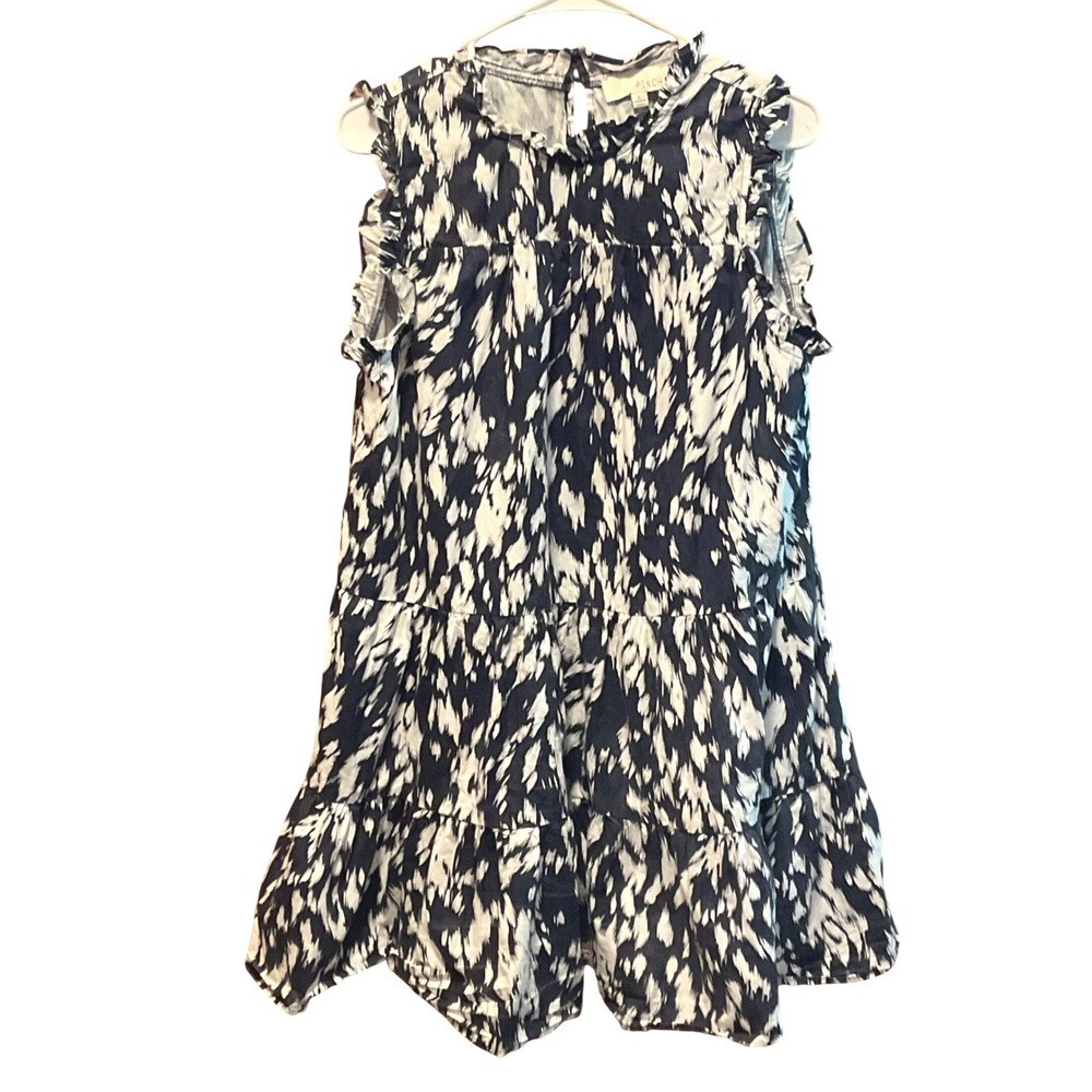 PINCH women's dress tiered ruffle babydoll relaxed fit cotton L blue white‎ boho